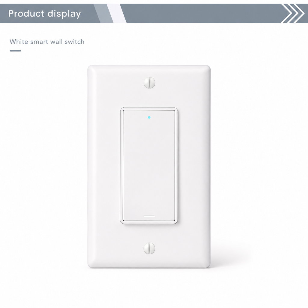 Studio product display of white US smart wall switch