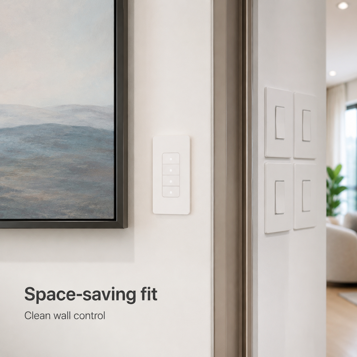 Space-saving wall installation for white smart light switch
