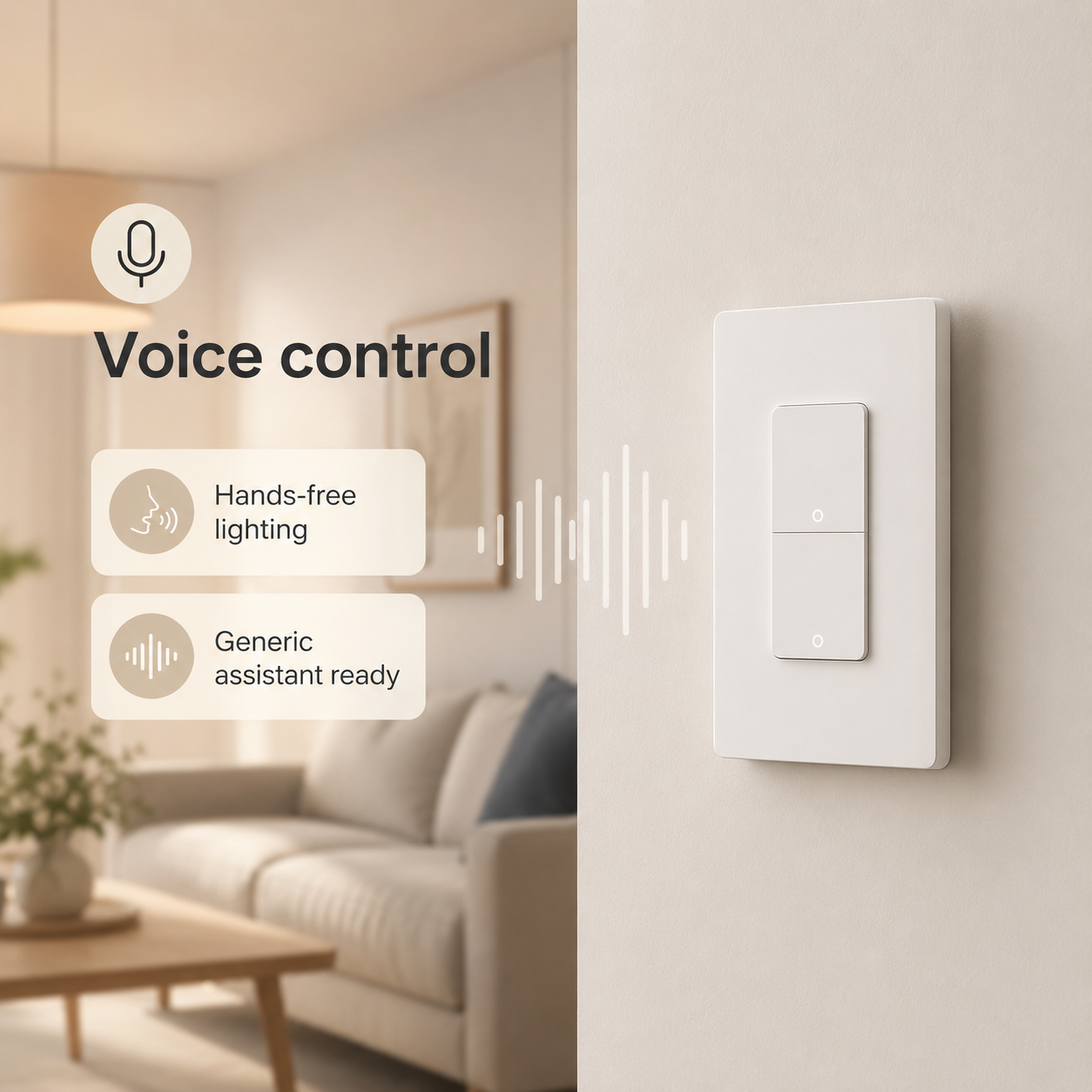 Generic voice control scene for WiFi wall light switch